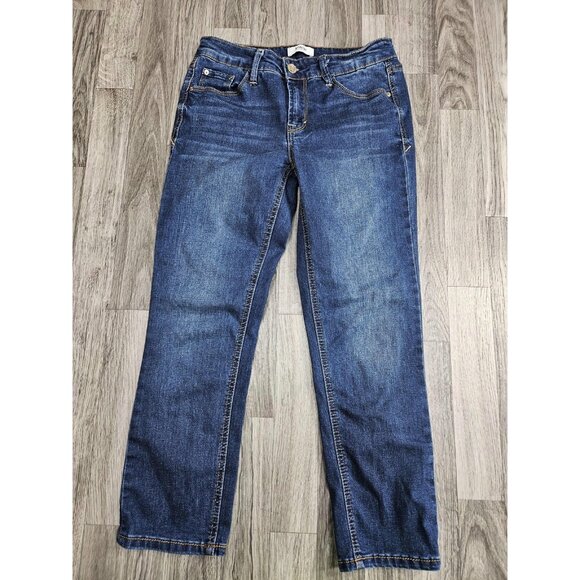 Kensie Jeans Womens 2/26 Medium Wash Denim Stretch Straight Leg Mid Rise Cropped - Picture 1 of 11